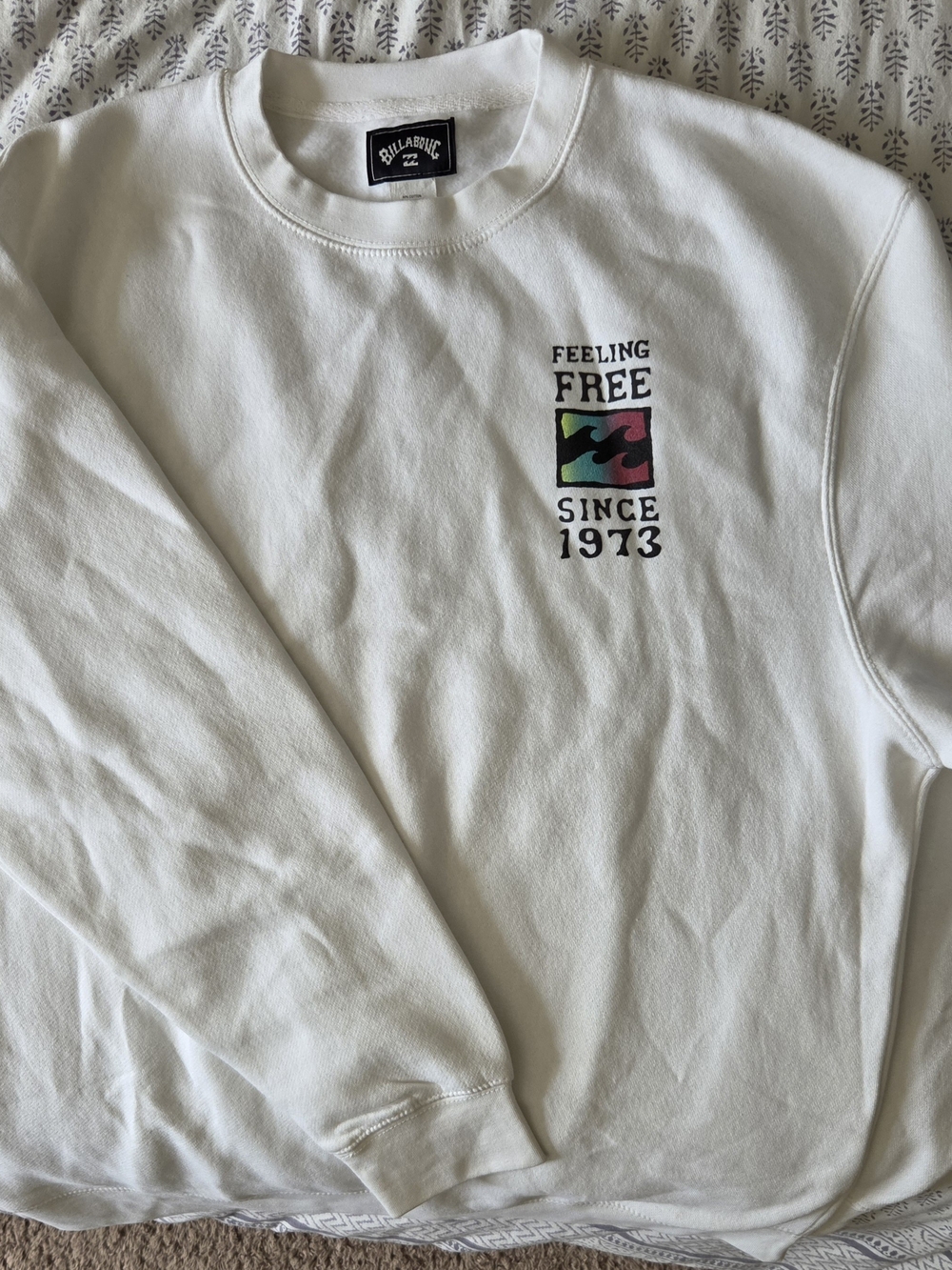 Billabong "Feeling Free Since 1973" White Crewneck Sweatshirt